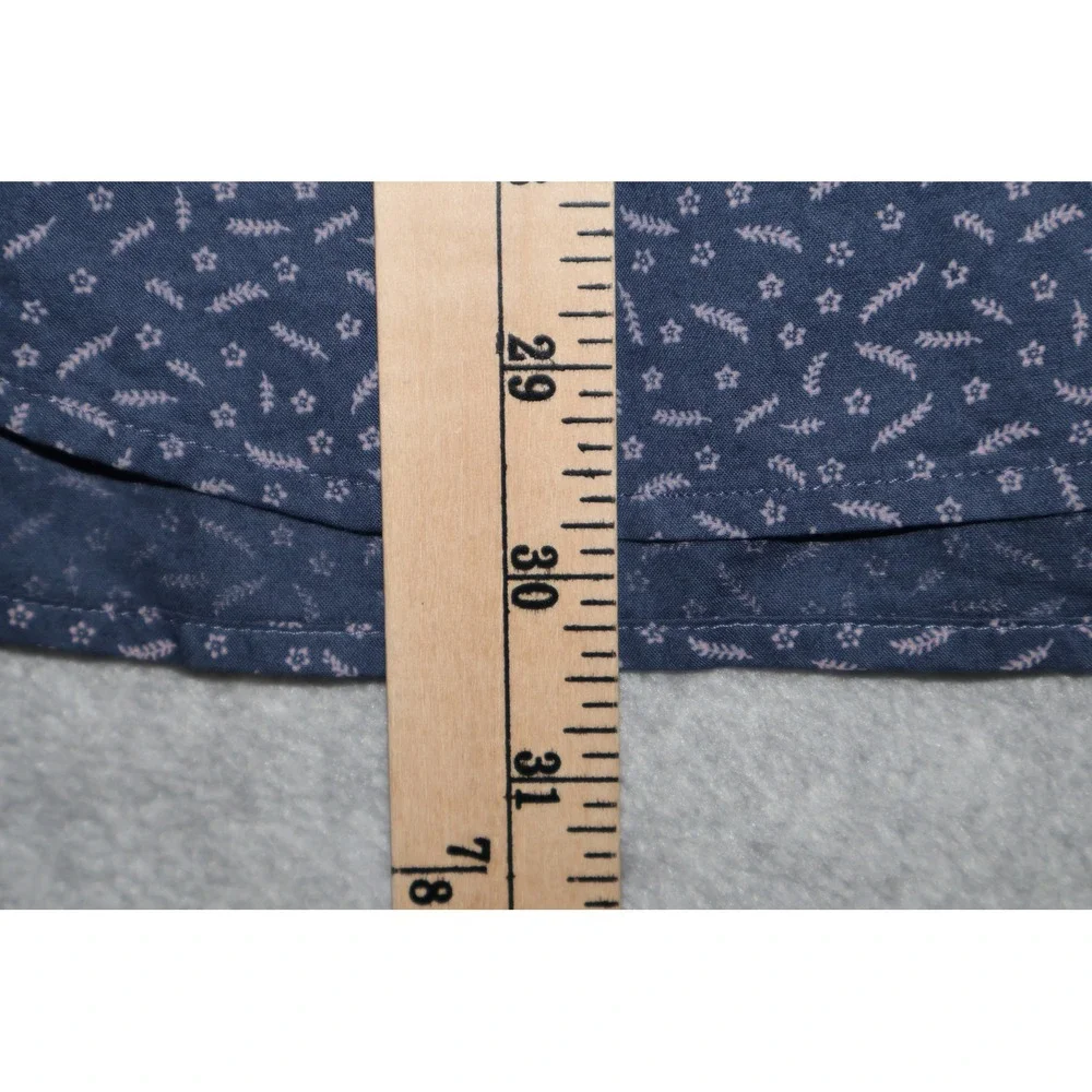 Banana Republic Dress Shirt Mens Large Blue Floral Untucked Fit Organic Cotton